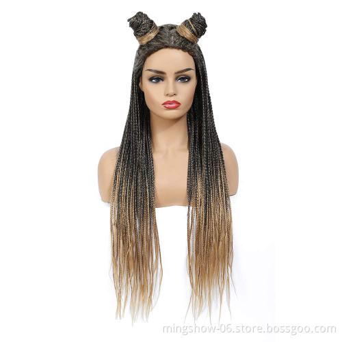 Synthetic wigs heat resistant knotless box braided wigs for black women